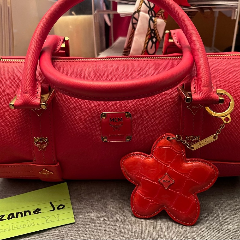 Pink MCM Barrel Bag EUC